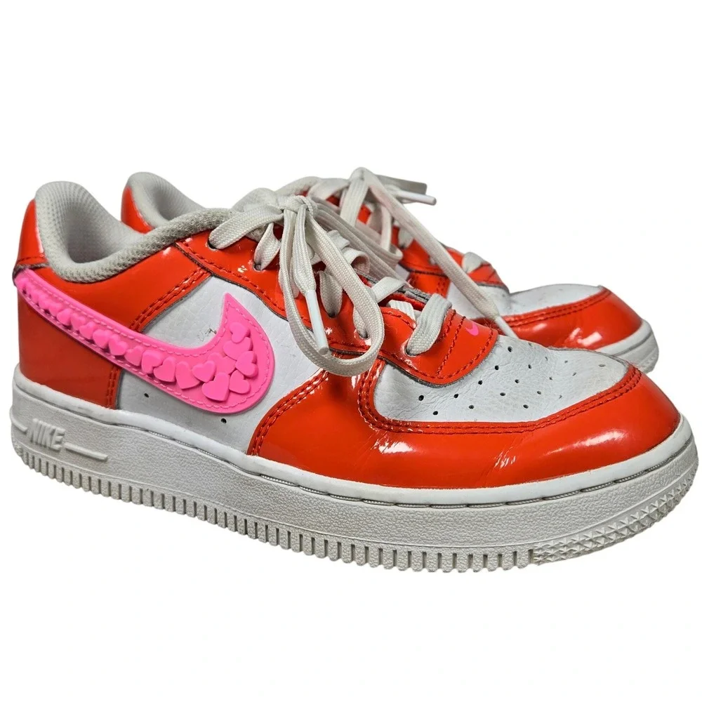 Nike Air Force 1 LV8 1.5Y White Orange Pink Love Heart Sneakers FD1032 Valentine